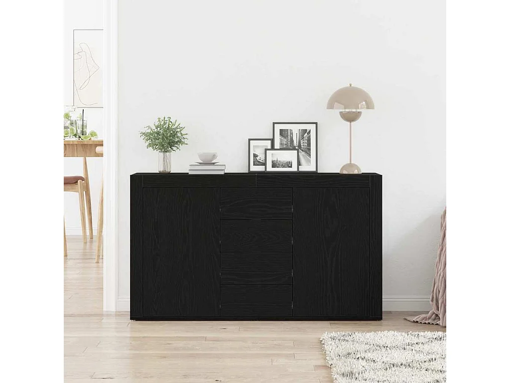 Dressoir met lade Zwart eiken 120 x 36 x 69 cm Bewerkt hout