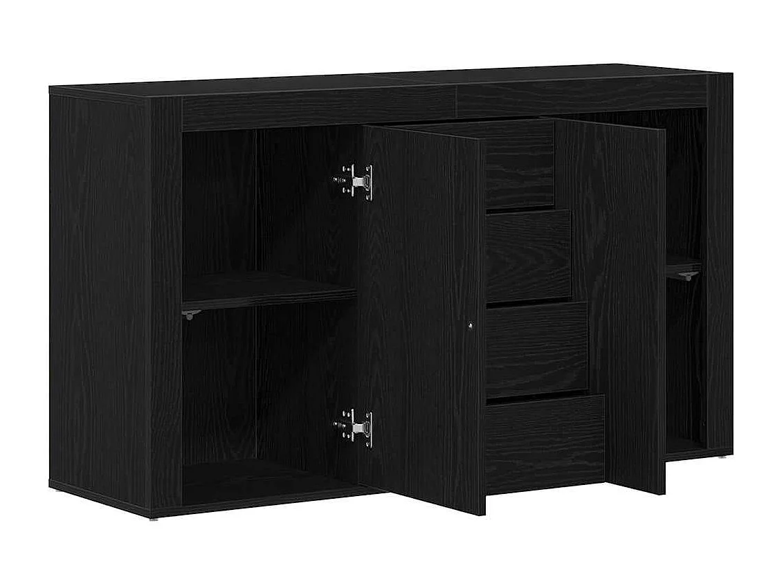 Dressoir met lade Zwart eiken 120 x 36 x 69 cm Bewerkt hout