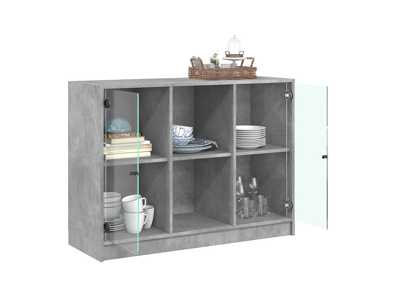 Buffet gris béton 102x37x75,5 cm bois d'ingénierie
