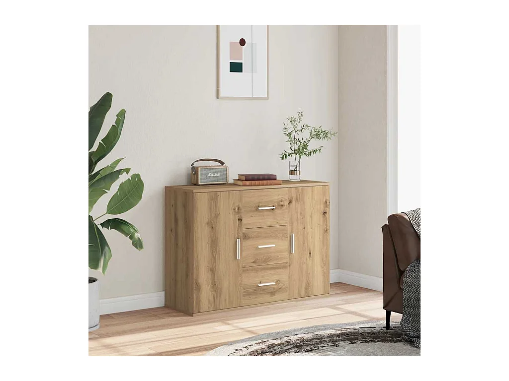 Buffet chêne artisanal 90x29,5x65 cm bois d'ingénierie