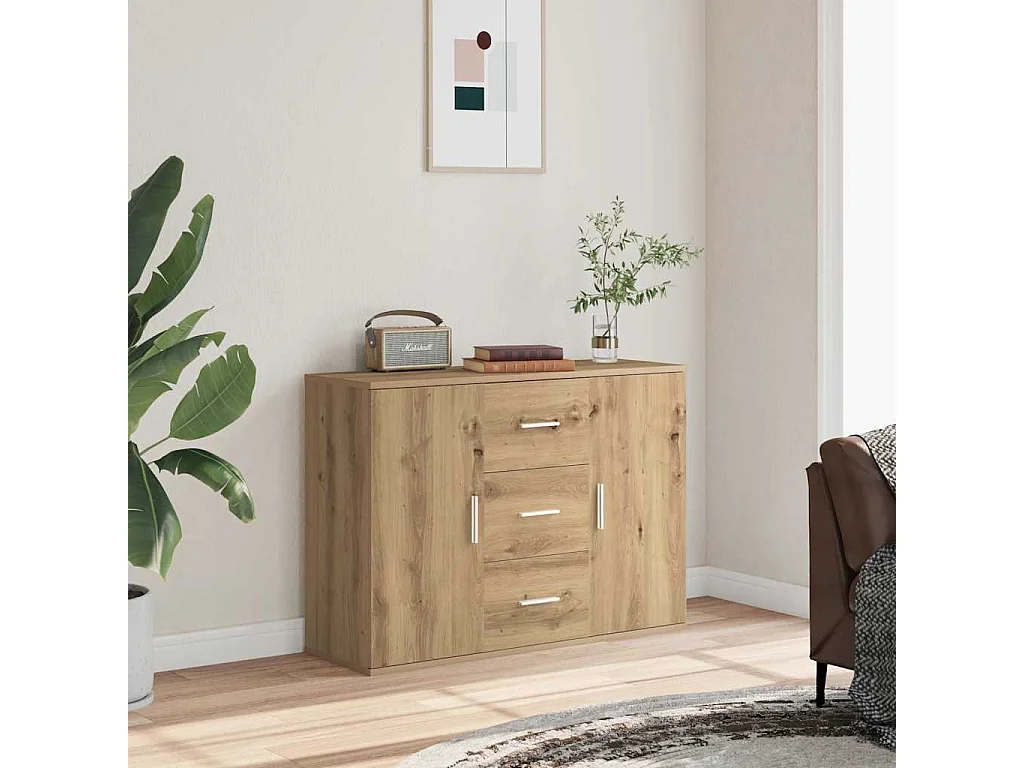 Buffet chêne artisanal 90x29,5x65 cm bois d'ingénierie