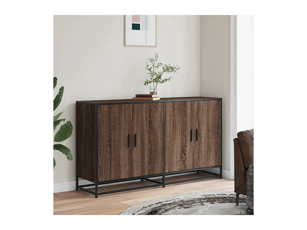 Buffet chêne marron 134x35x76 cm bois d'ingénierie