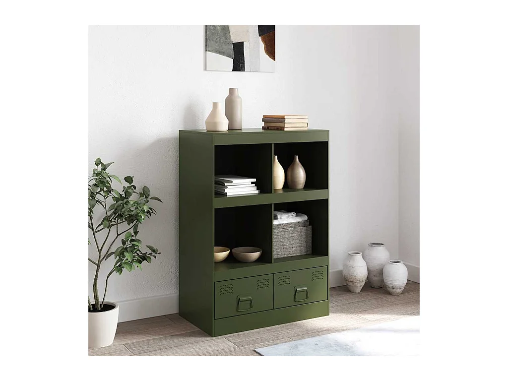 Buffet vert olive 67x39x95 cm acier