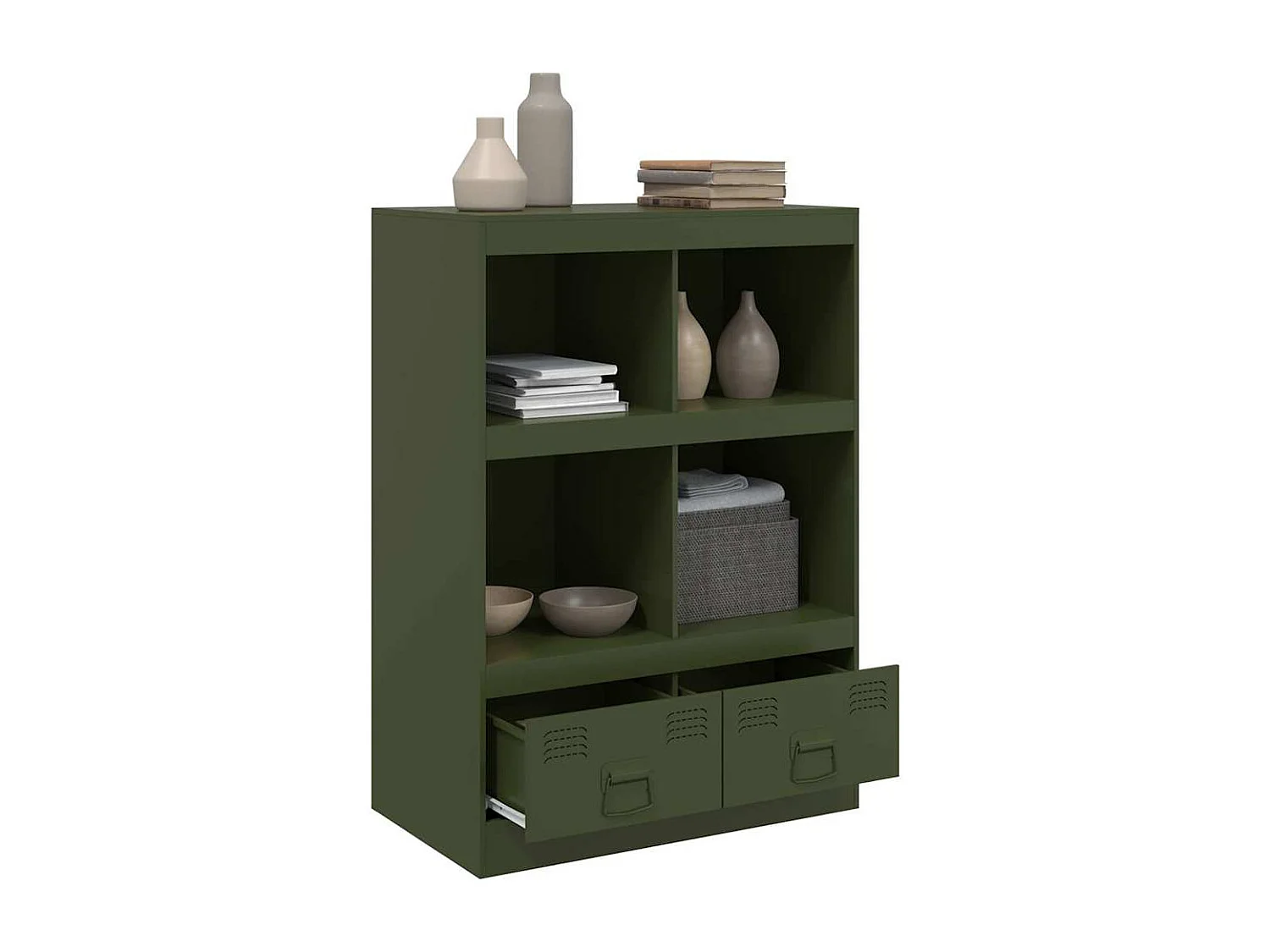 Buffet vert olive 67x39x95 cm acier