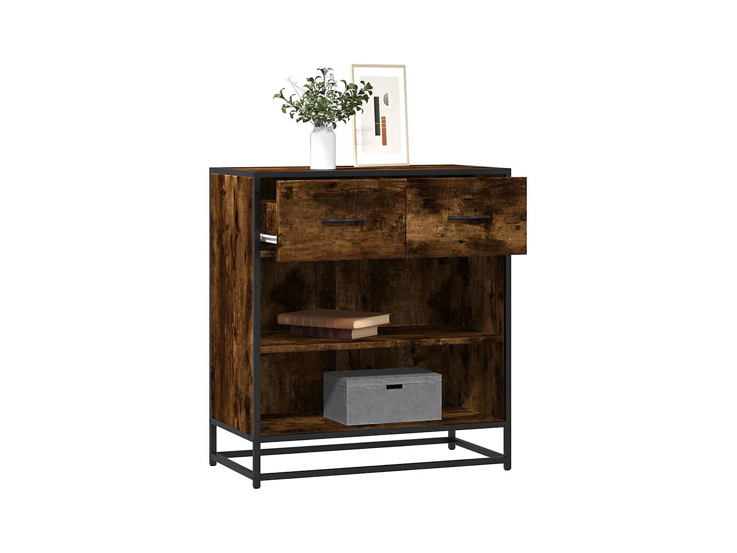 Buffet chêne fumé 68x35x76 cm bois d'ingénierie