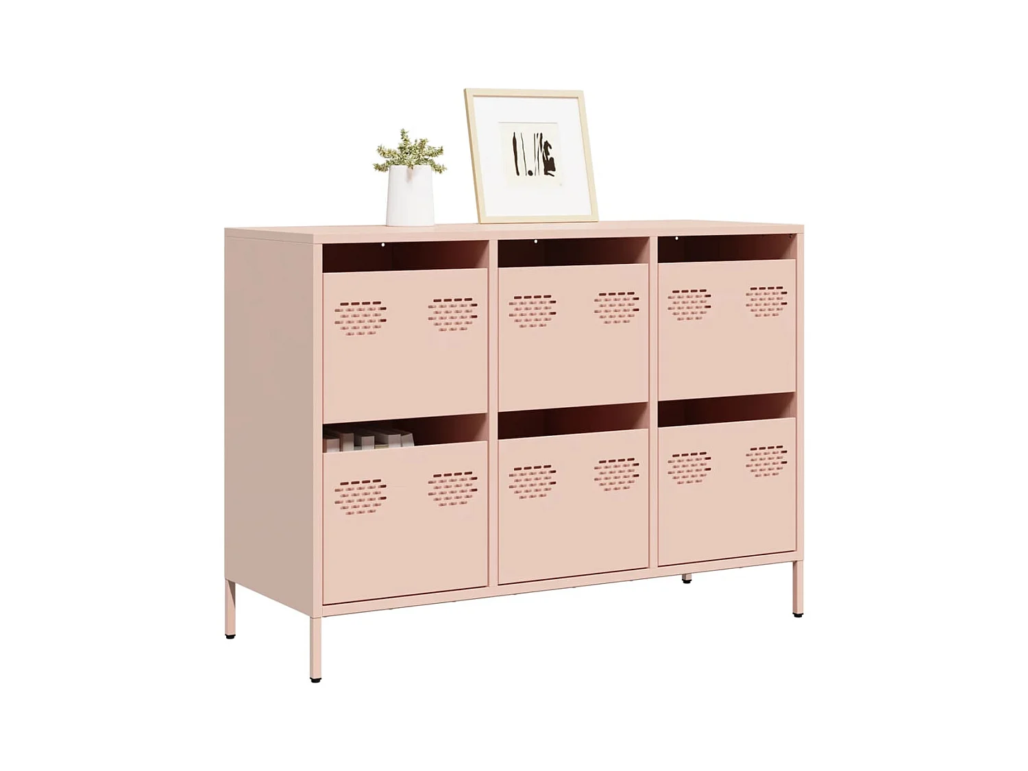 Aparador de acero laminado en frío rosa 101,5x39x73,5 cm