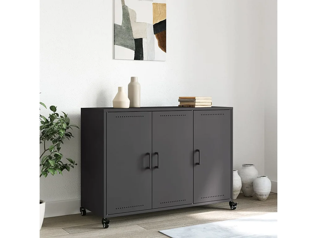 Aparador de acero negro 100,5x39x72 cm