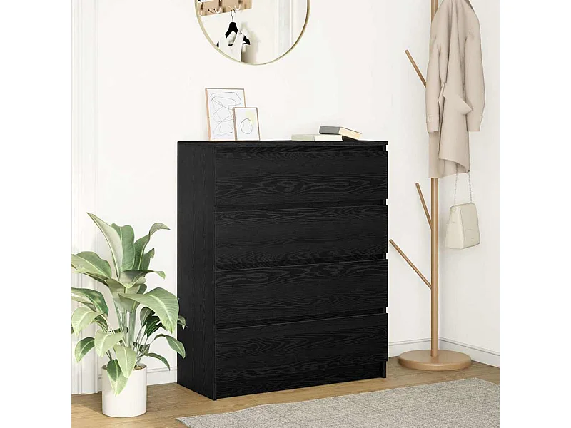 Buffet chêne noir 80x35x99 cm bois d’ingénierie