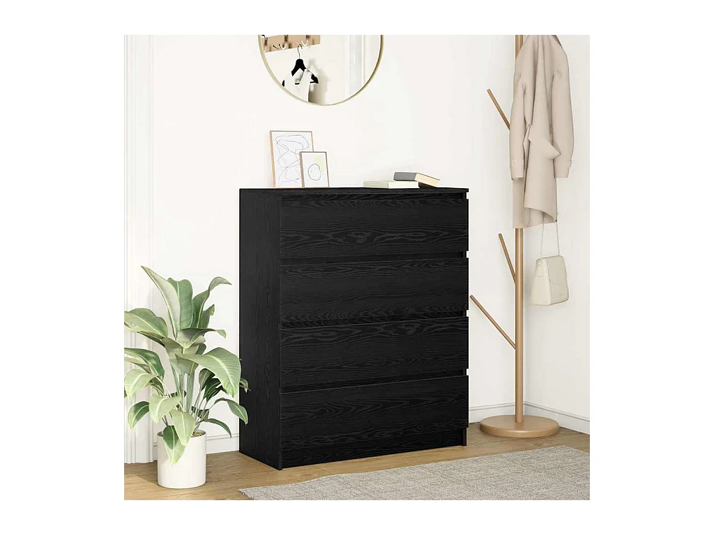 Buffet chêne noir 80x35x99 cm bois d’ingénierie