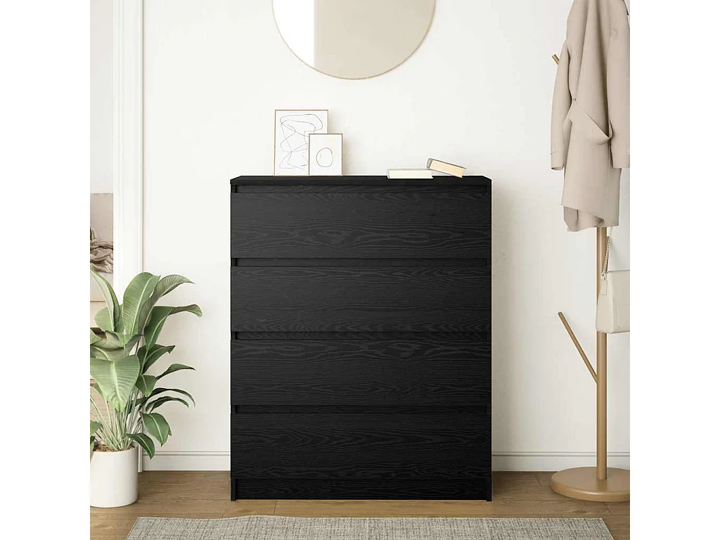 Buffet chêne noir 80x35x99 cm bois d’ingénierie