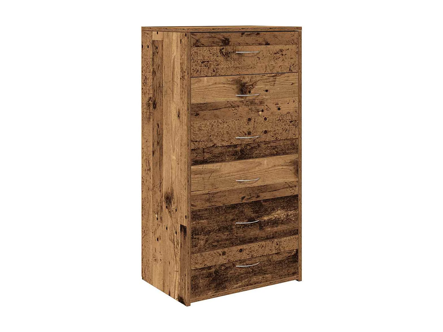 Buffet avec 6 tiroirs vieux bois 50x34x96 cm bois d'ingénierie