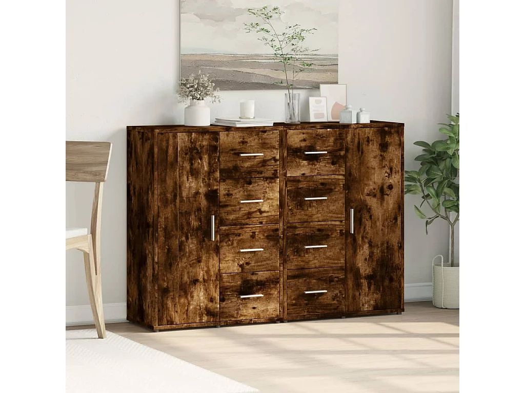 Aparadores 2 peças 60x31x84 cm derivados madeira carvalho fumado