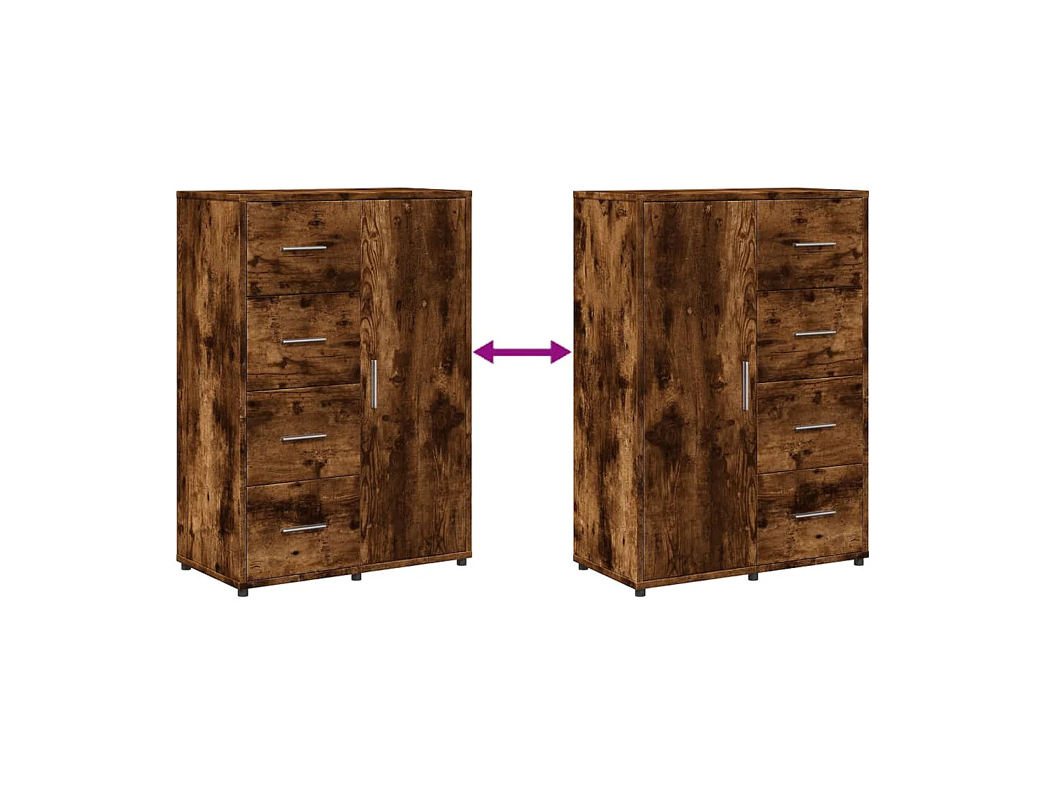 Aparadores 2 peças 60x31x84 cm derivados madeira carvalho fumado