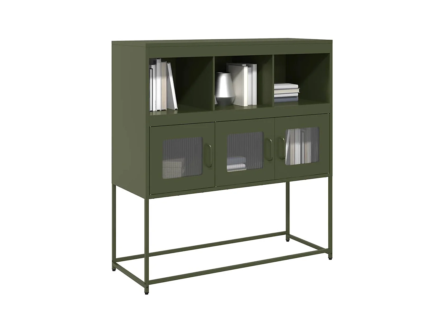 Buffet vert olive 100,5x39x107 cm acier laminé à froid