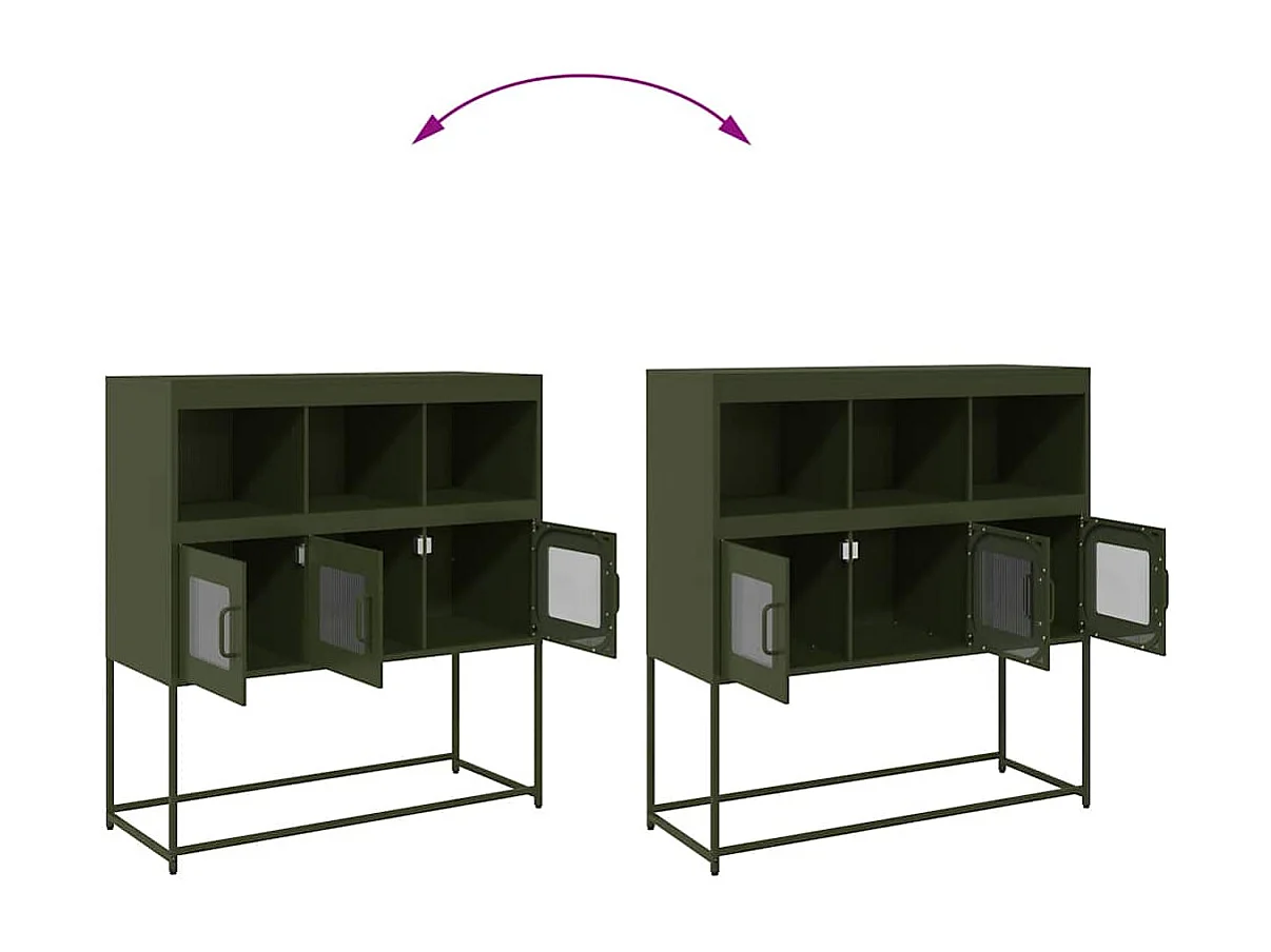 Buffet vert olive 100,5x39x107 cm acier laminé à froid