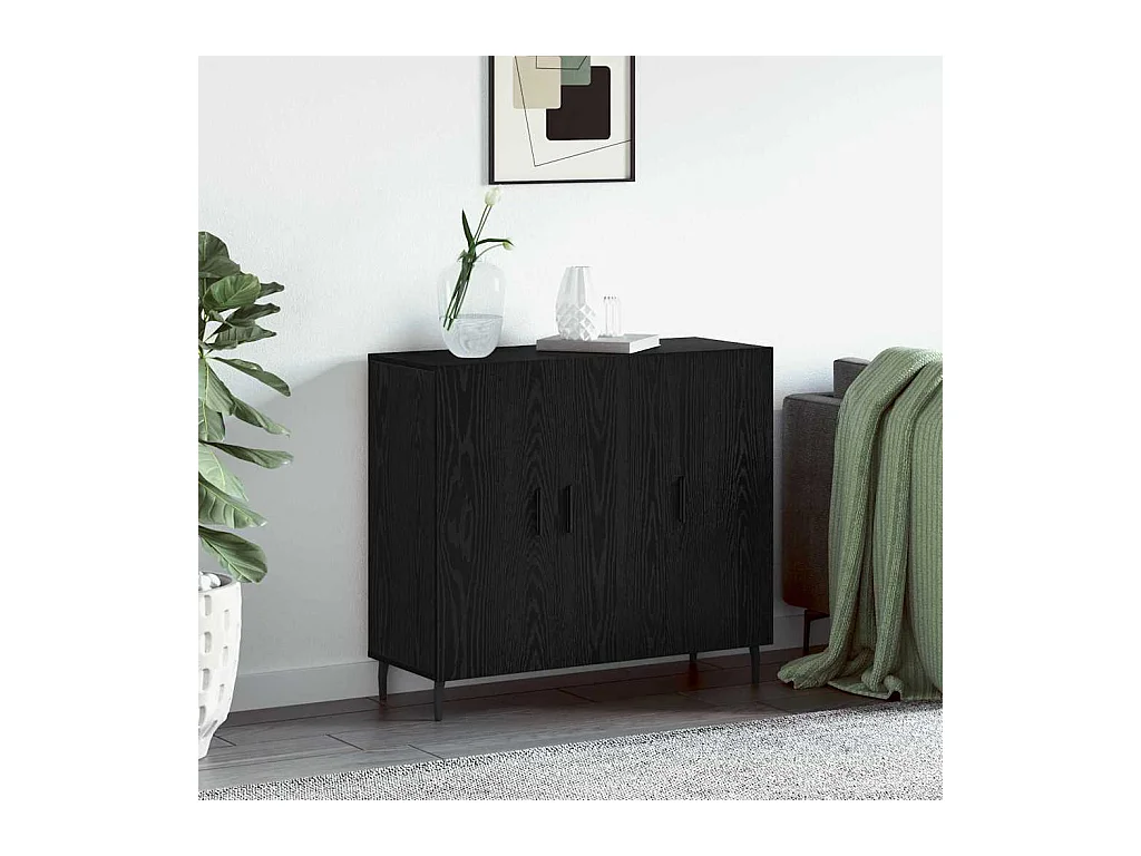 Buffet Noir 90 x 34 x 80 cm Bois d'ingénierie