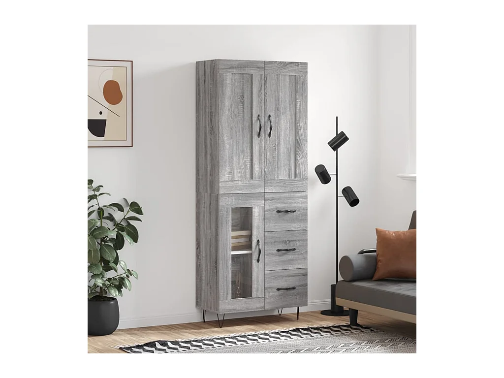 Buffet haut Sonoma gris 69,5x34x180 cm Bois d'ingénierie
