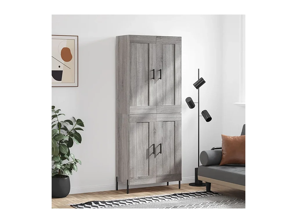 Armário alto 69,5x34x180 cm derivados de madeira sonoma cinza