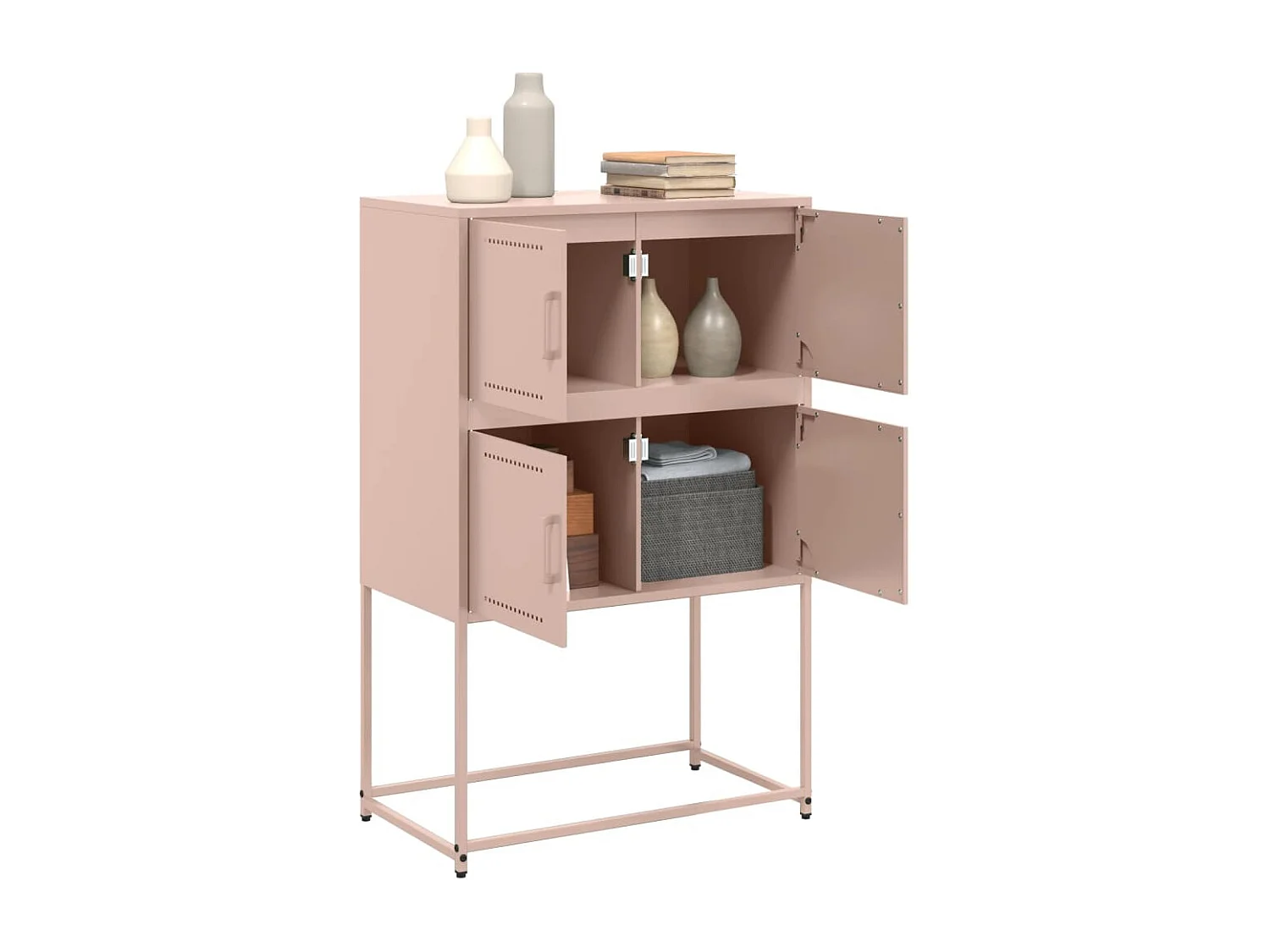 Dressoir 68,5x38,5x107 cm staal roze