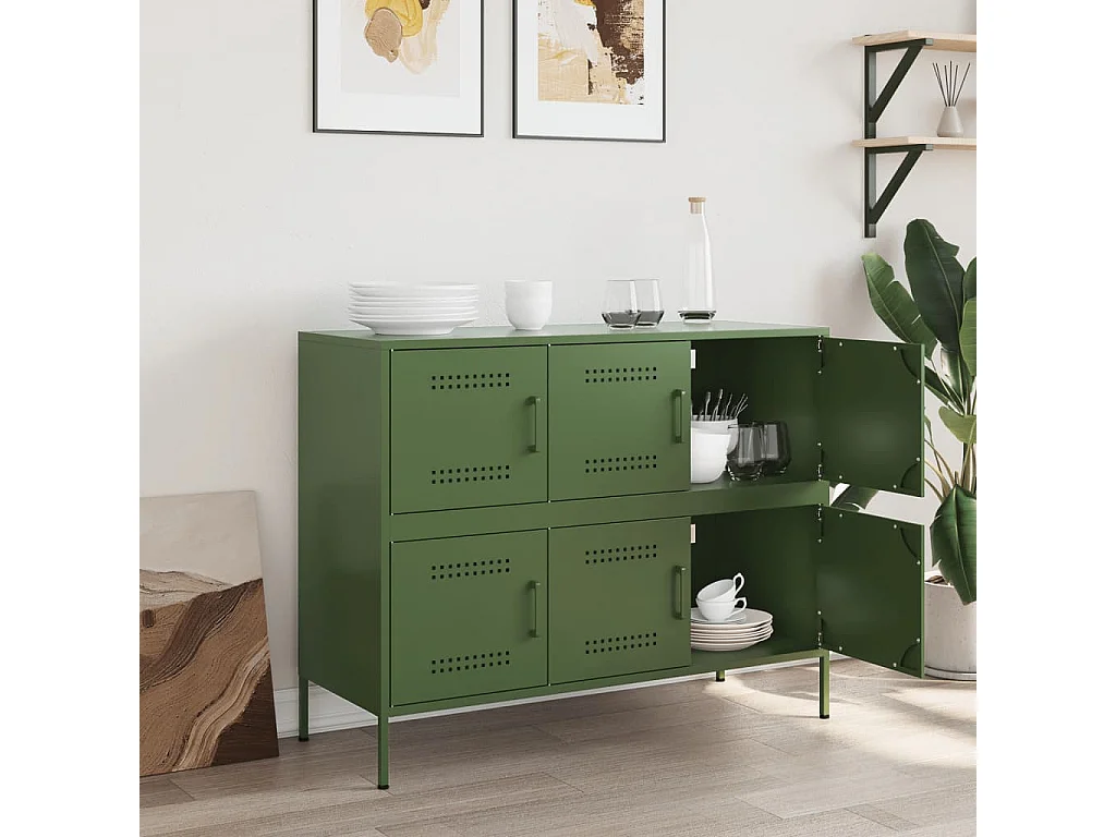Buffet vert olive 100,5x39x79 cm acier