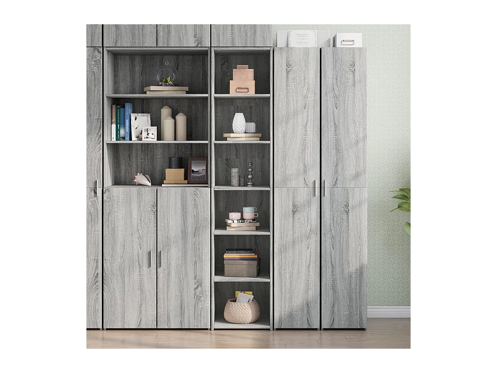 Aparador alto madera de ingeniería gris Sonoma 40x41x185 cm