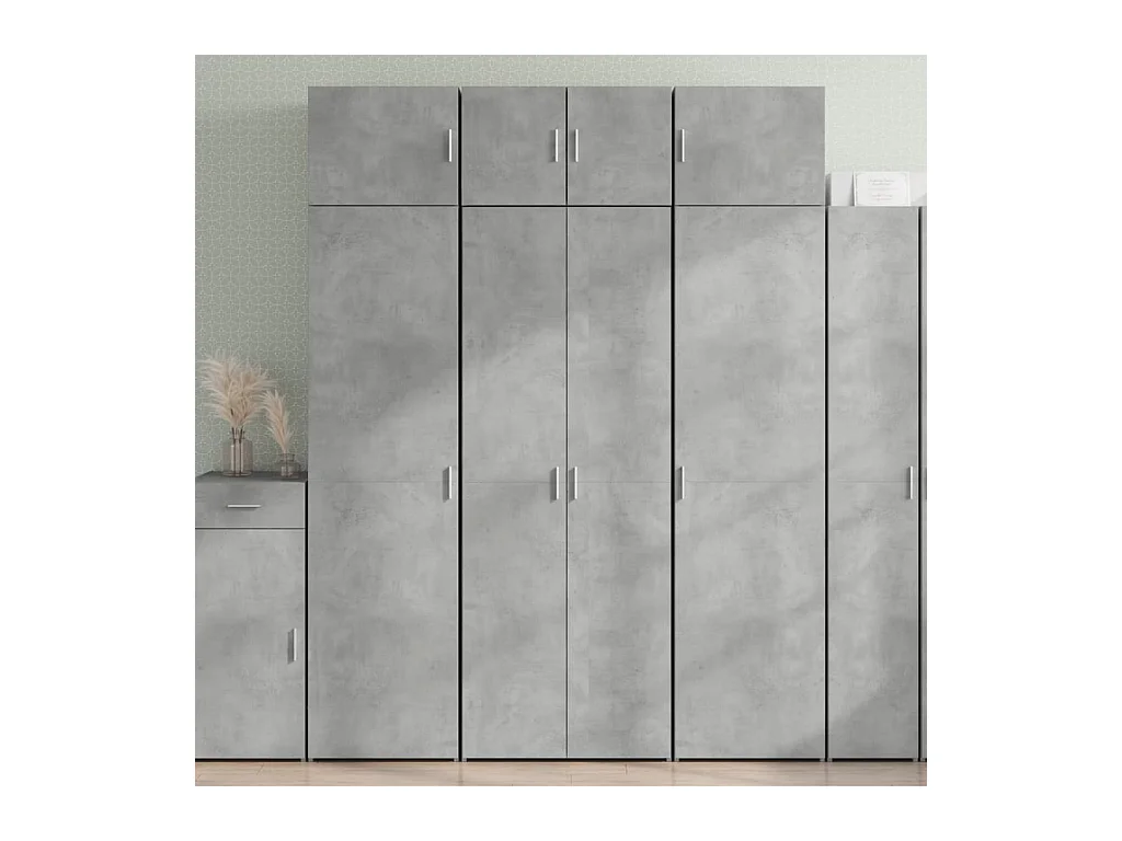 Buffet haut gris béton 70x42,5x185 cm bois d'ingénierie