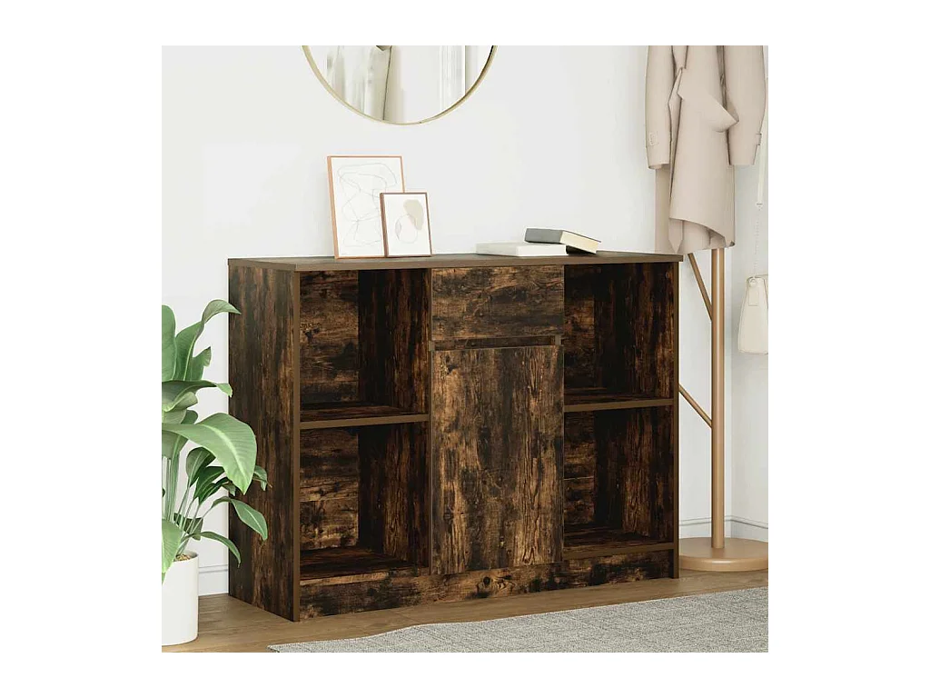 Buffet avec tiroir chêne fumé 101x35x76 cm bois d'ingénierie