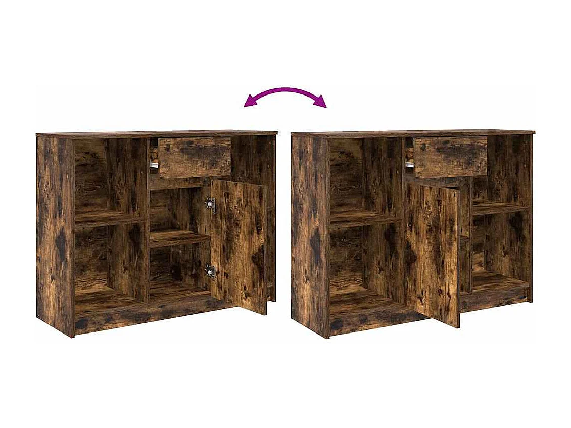 Buffet avec tiroir chêne fumé 101x35x76 cm bois d'ingénierie