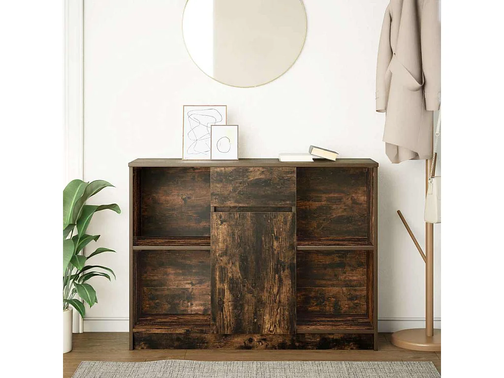 Buffet avec tiroir chêne fumé 101x35x76 cm bois d'ingénierie