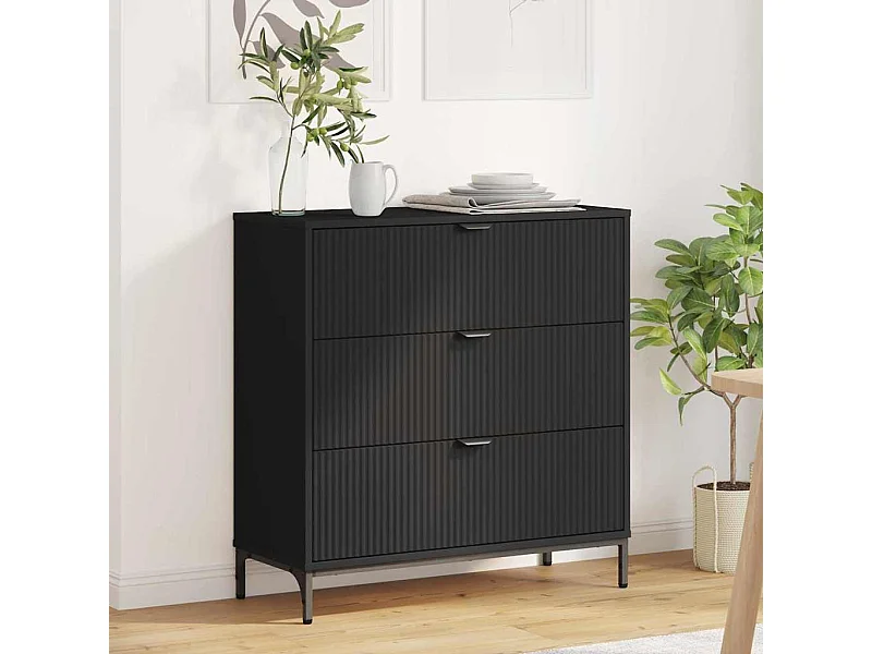 Buffet avec tiroir Noir 79,5 x 33 x 82 cm Bois d'ingénierie