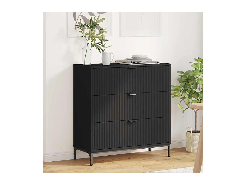 Buffet avec tiroir Noir 79,5 x 33 x 82 cm Bois d'ingénierie