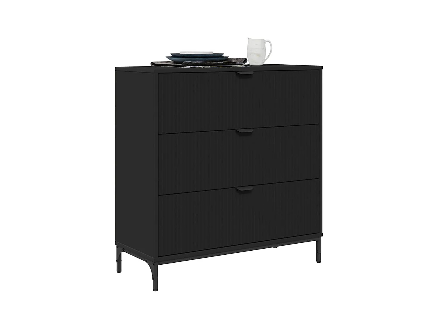 Buffet avec tiroir Noir 79,5 x 33 x 82 cm Bois d'ingénierie