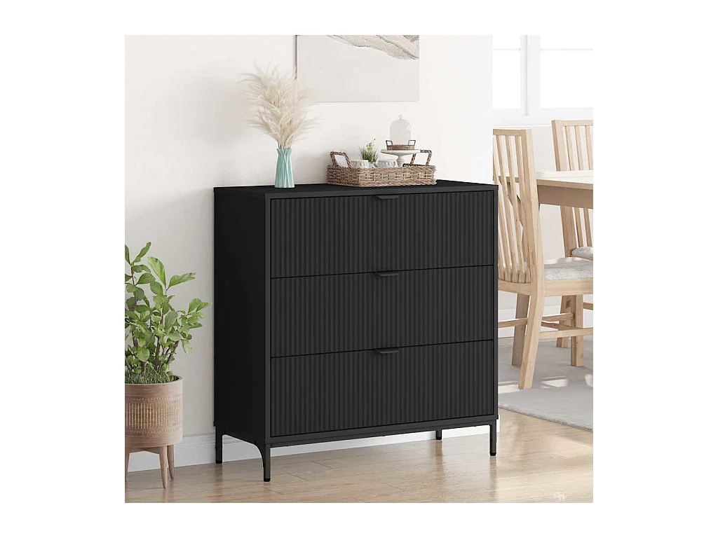 Buffet avec tiroir Noir 79,5 x 33 x 82 cm Bois d'ingénierie