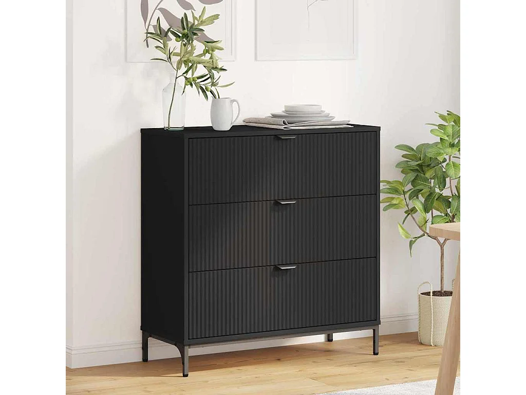 Buffet com gaveta Preto 79.5 x 33 x 82 cm Madeira processada