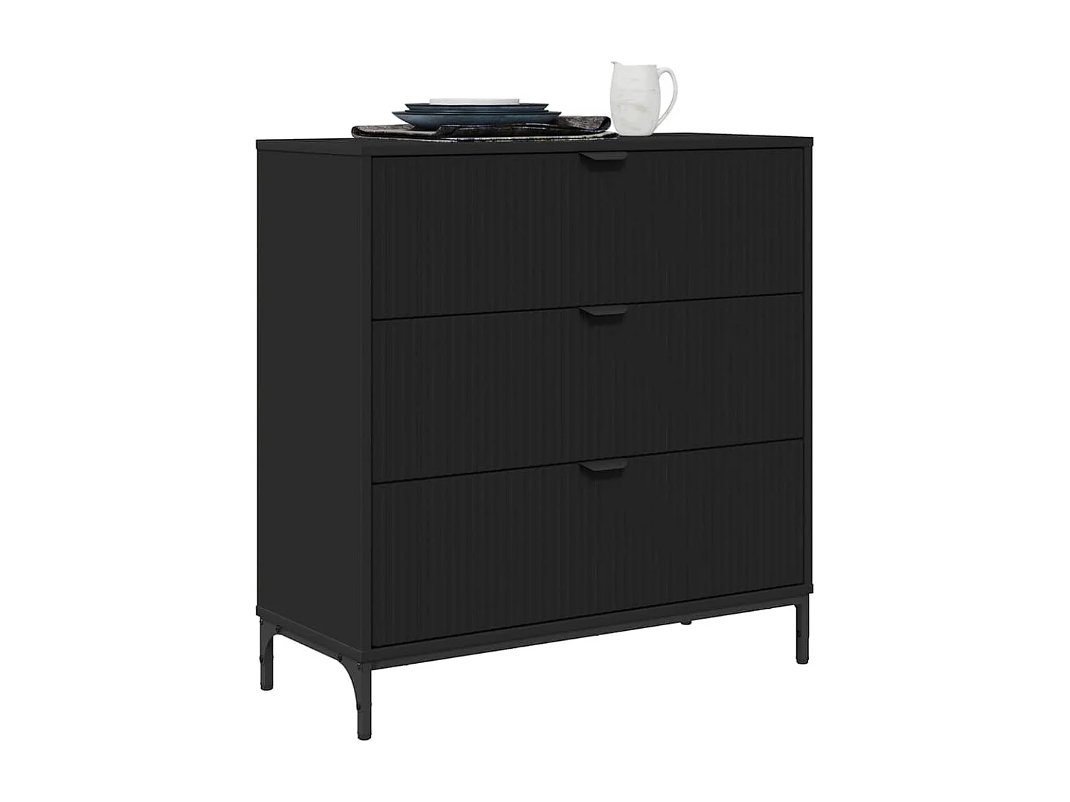 Buffet com gaveta Preto 79.5 x 33 x 82 cm Madeira processada