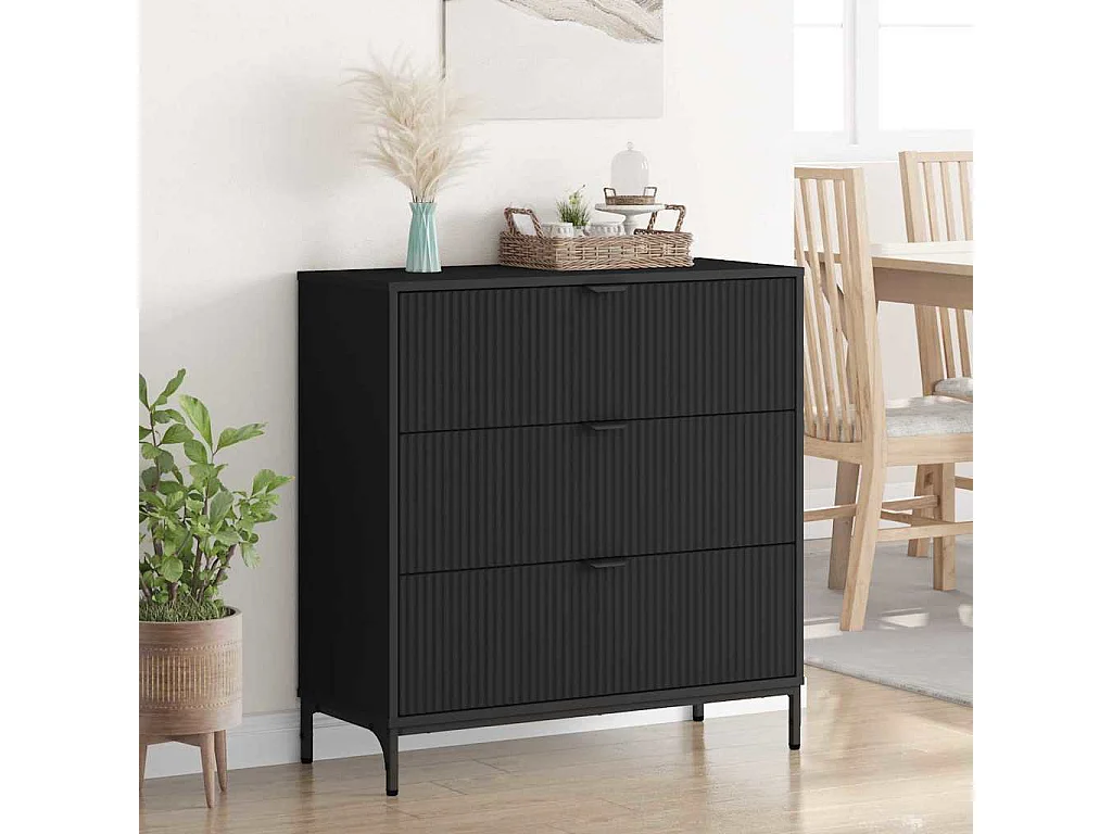 Buffet com gaveta Preto 79.5 x 33 x 82 cm Madeira processada