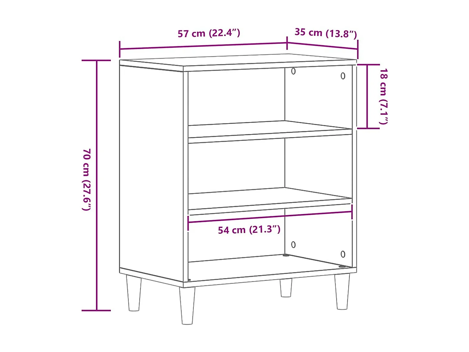 Buffet Chêne noir 57 x 35 x 70 cm Bois d'ingénierie