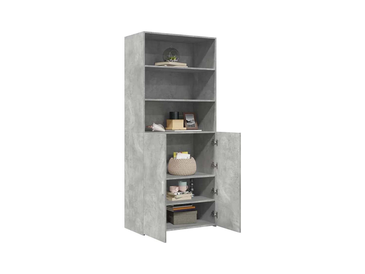 Buffet haut gris béton 80x42,5x185 cm bois d'ingénierie