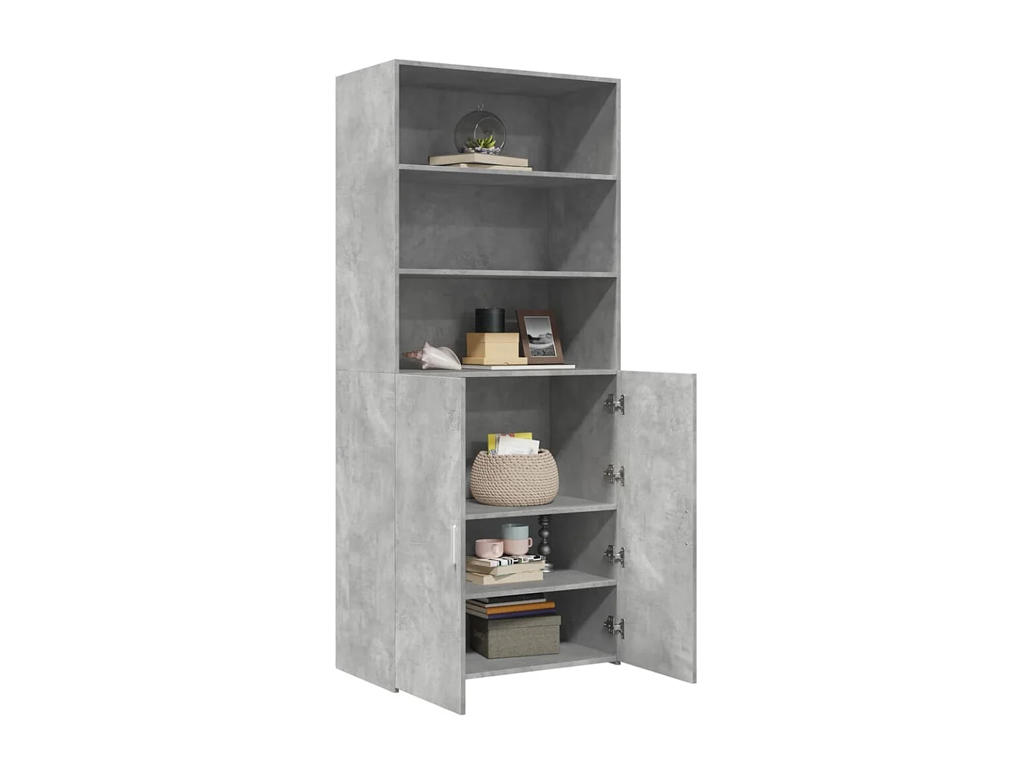 Buffet haut gris béton 80x42,5x185 cm bois d'ingénierie