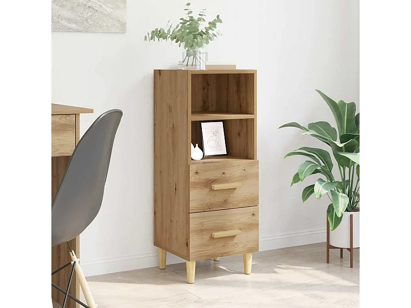 Dressoir artisanaal eikenkleurig 34 x 34,5 x 90 cm Bewerkt hout