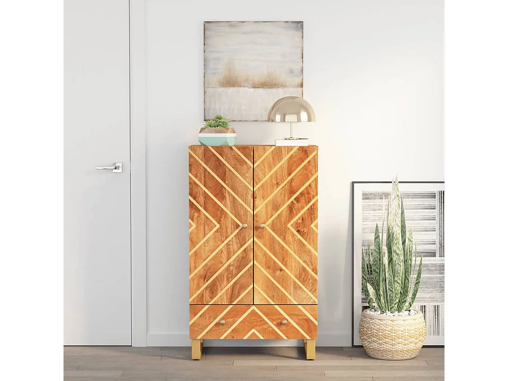 Buffet marron et noir 60x33,5x100 cm bois massif de manguier