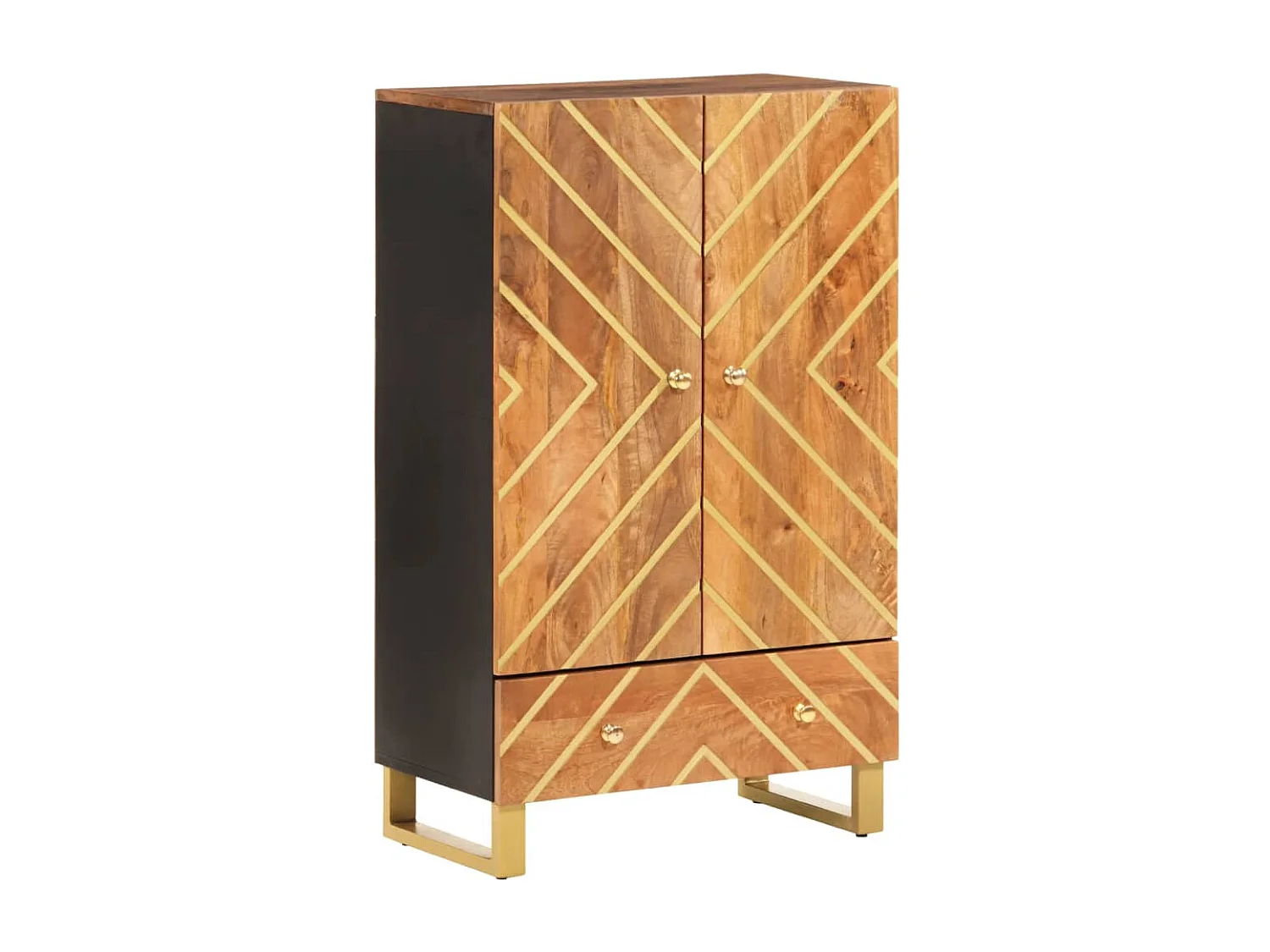 Buffet marron et noir 60x33,5x100 cm bois massif de manguier