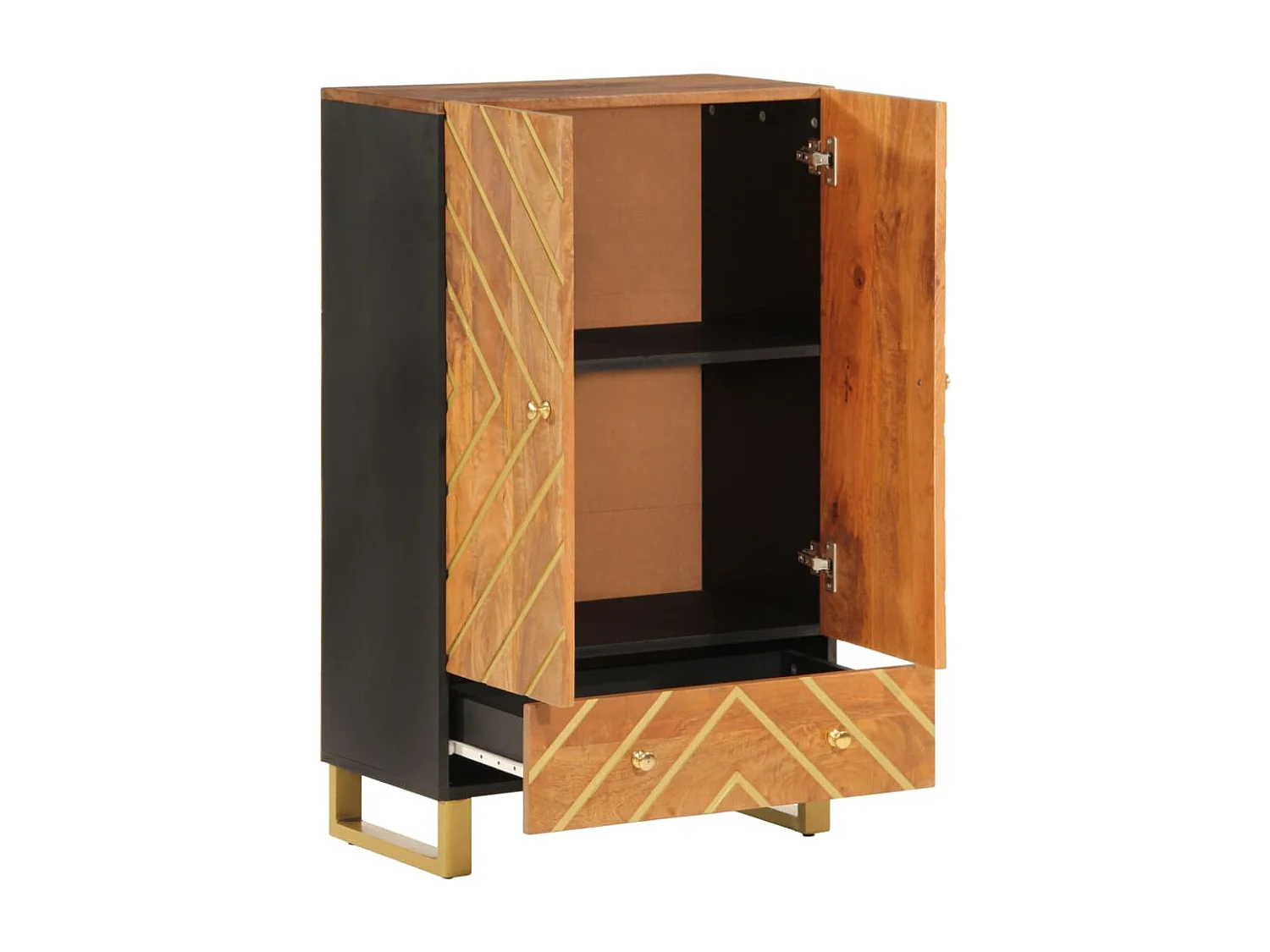 Buffet marron et noir 60x33,5x100 cm bois massif de manguier