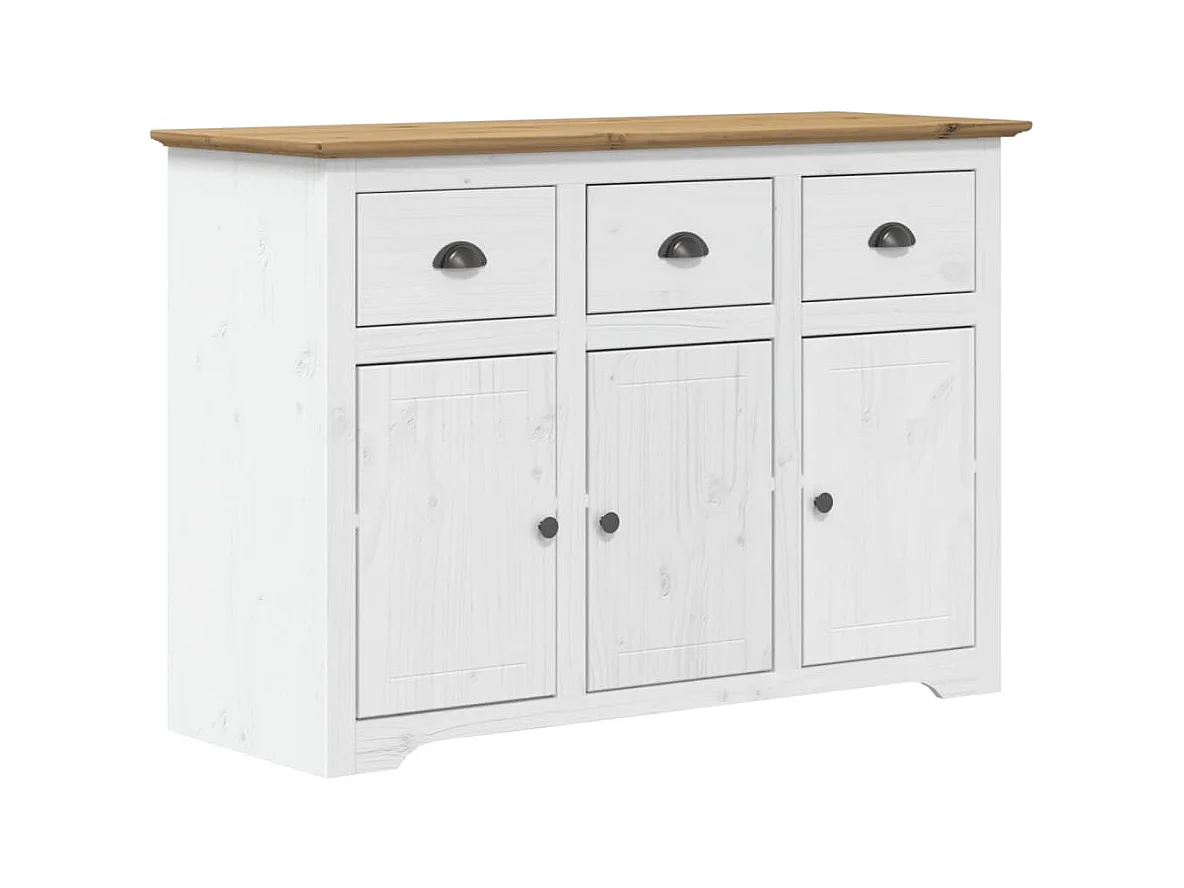 Buffet BODO blanc et marron 115,5x43x200,5cm bois massif de pin
