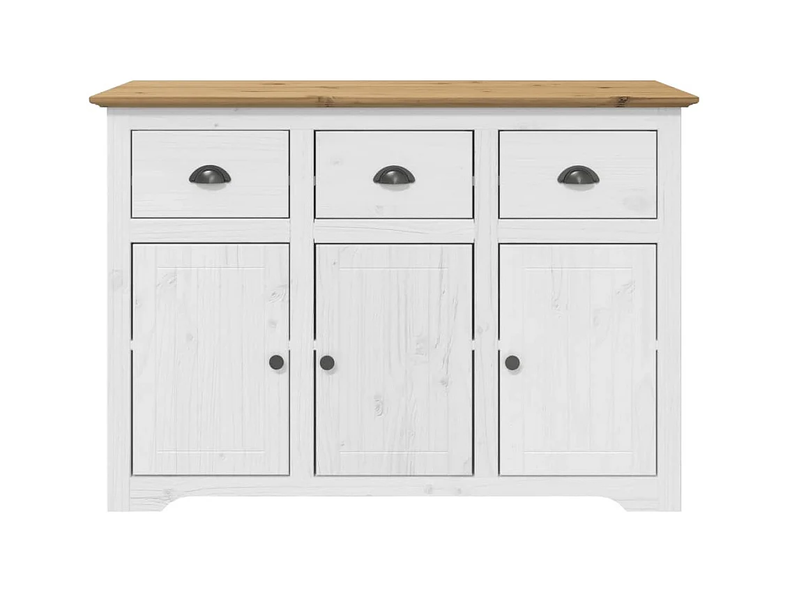 Buffet BODO blanc et marron 115,5x43x200,5cm bois massif de pin