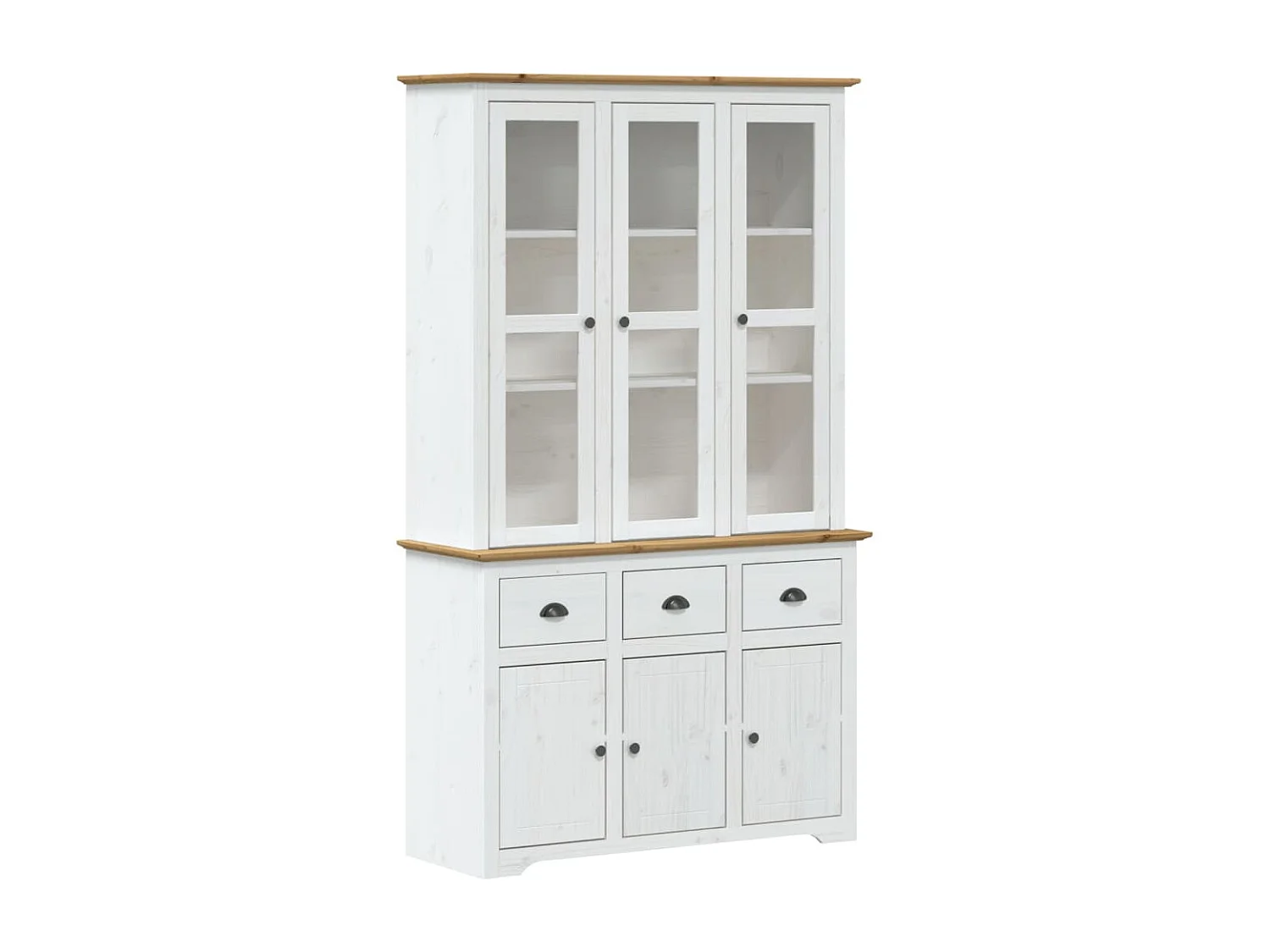 Buffet BODO blanc et marron 115,5x43x200,5cm bois massif de pin