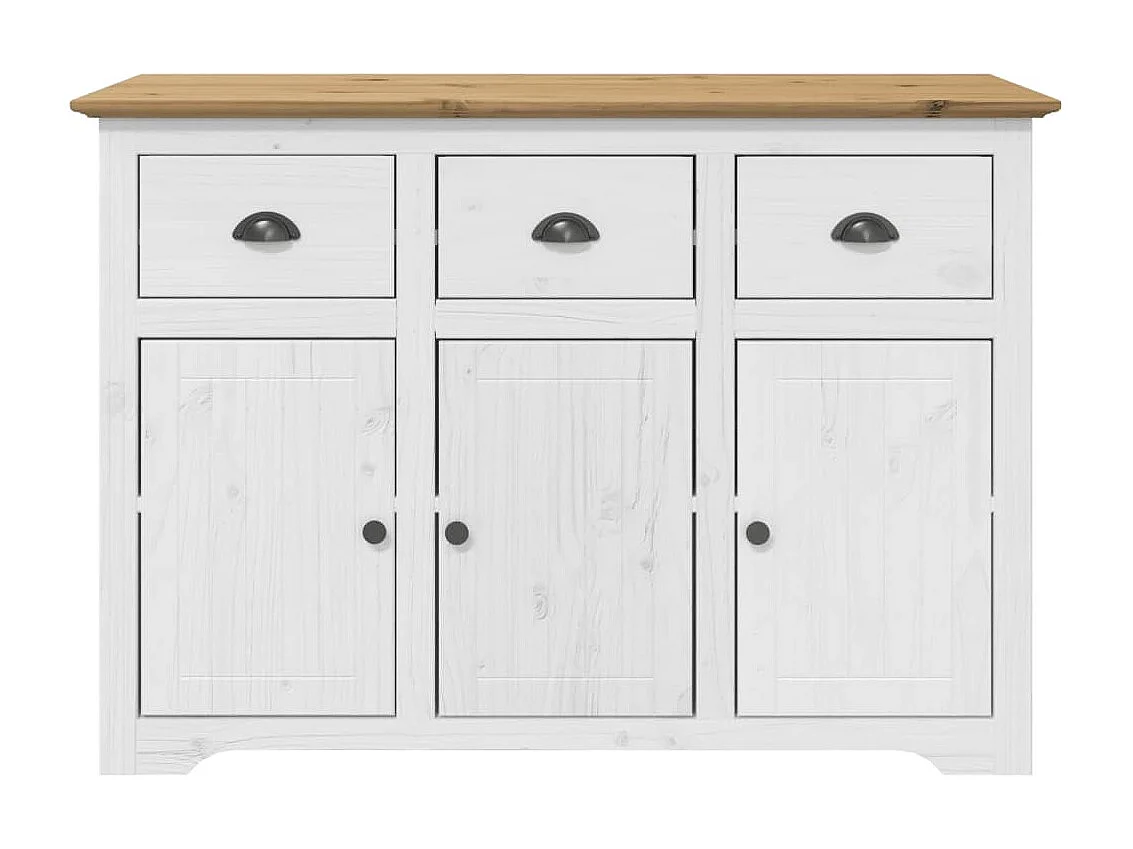 Buffet BODO blanc et marron 115,5x43x200,5cm bois massif de pin
