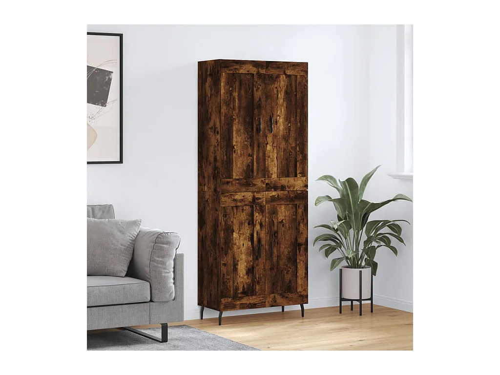 Buffet haut Chêne fumé 69,5x34x180 cm Bois d'ingénierie