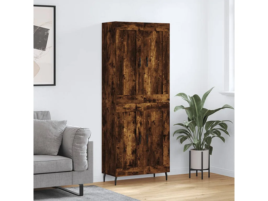 Buffet haut Chêne fumé 69,5x34x180 cm Bois d'ingénierie