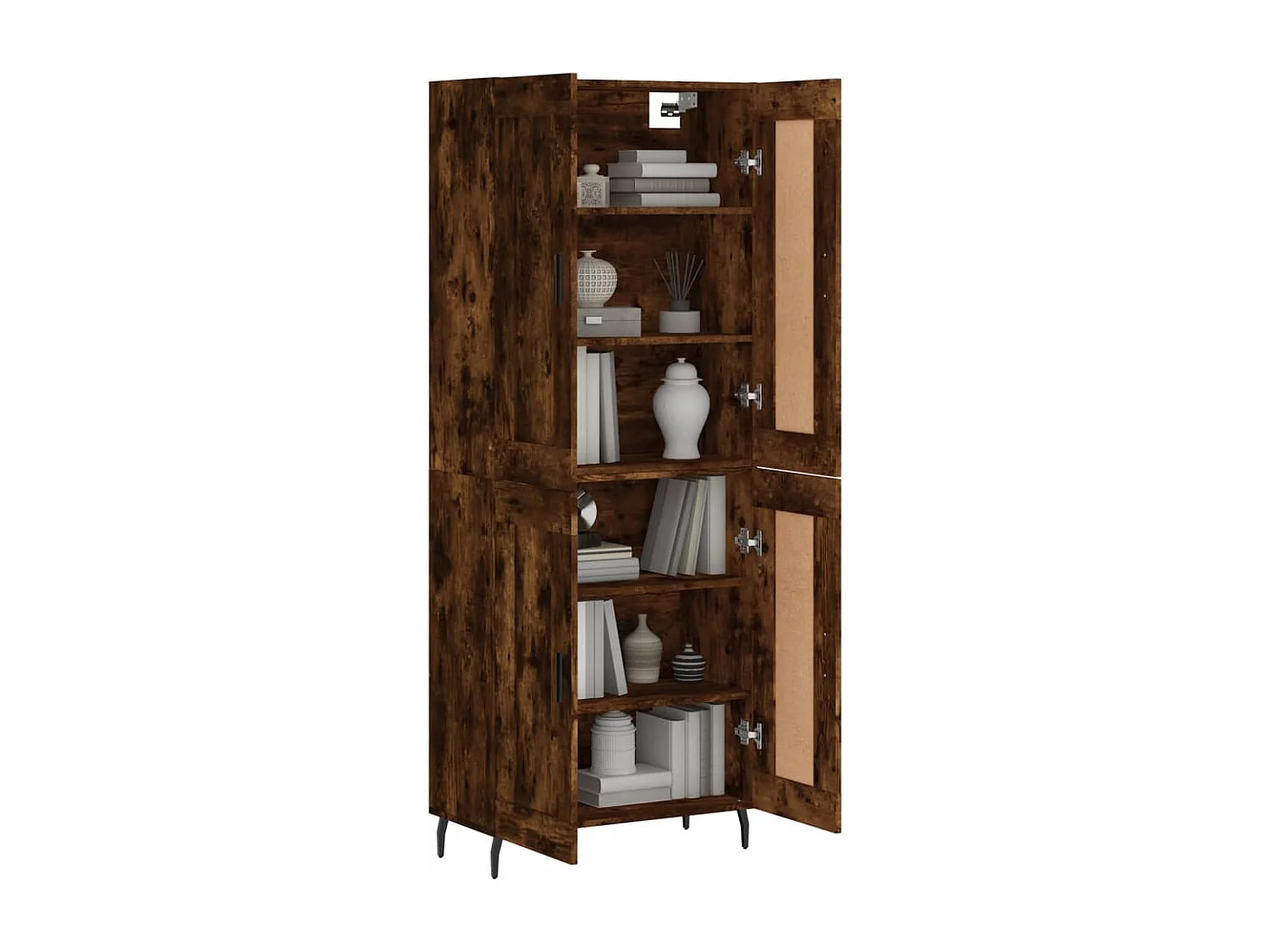 Buffet haut Chêne fumé 69,5x34x180 cm Bois d'ingénierie